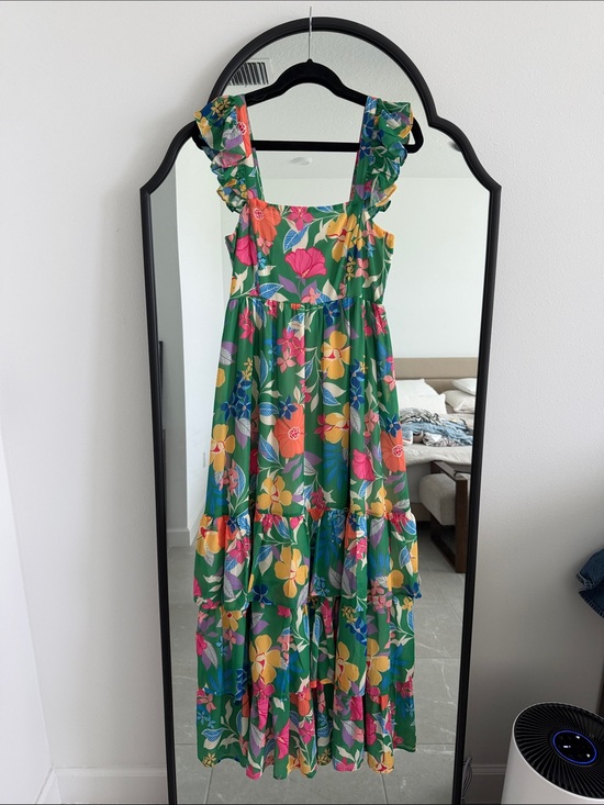 Flying Tomato Dresses & Skirts - Flying Tomato Green Floral Ruffle Strap Maxi Dress